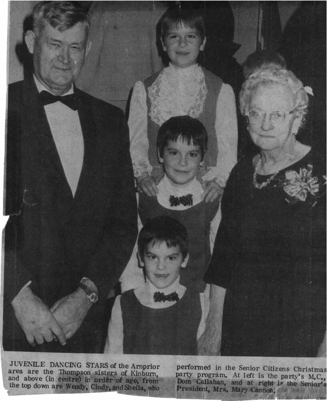 Newspaper clipping: The Thompson Sisters of Kinburn.