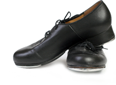 Black stepdance shoes.